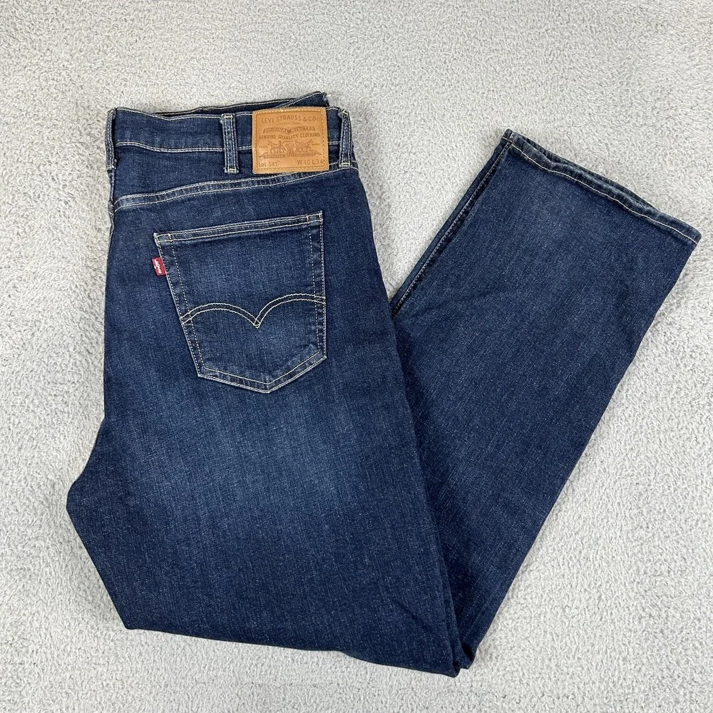 Levis 541 Jeans Mens 40x34 Blue Denim Taper Stretch Premium Big‎ E